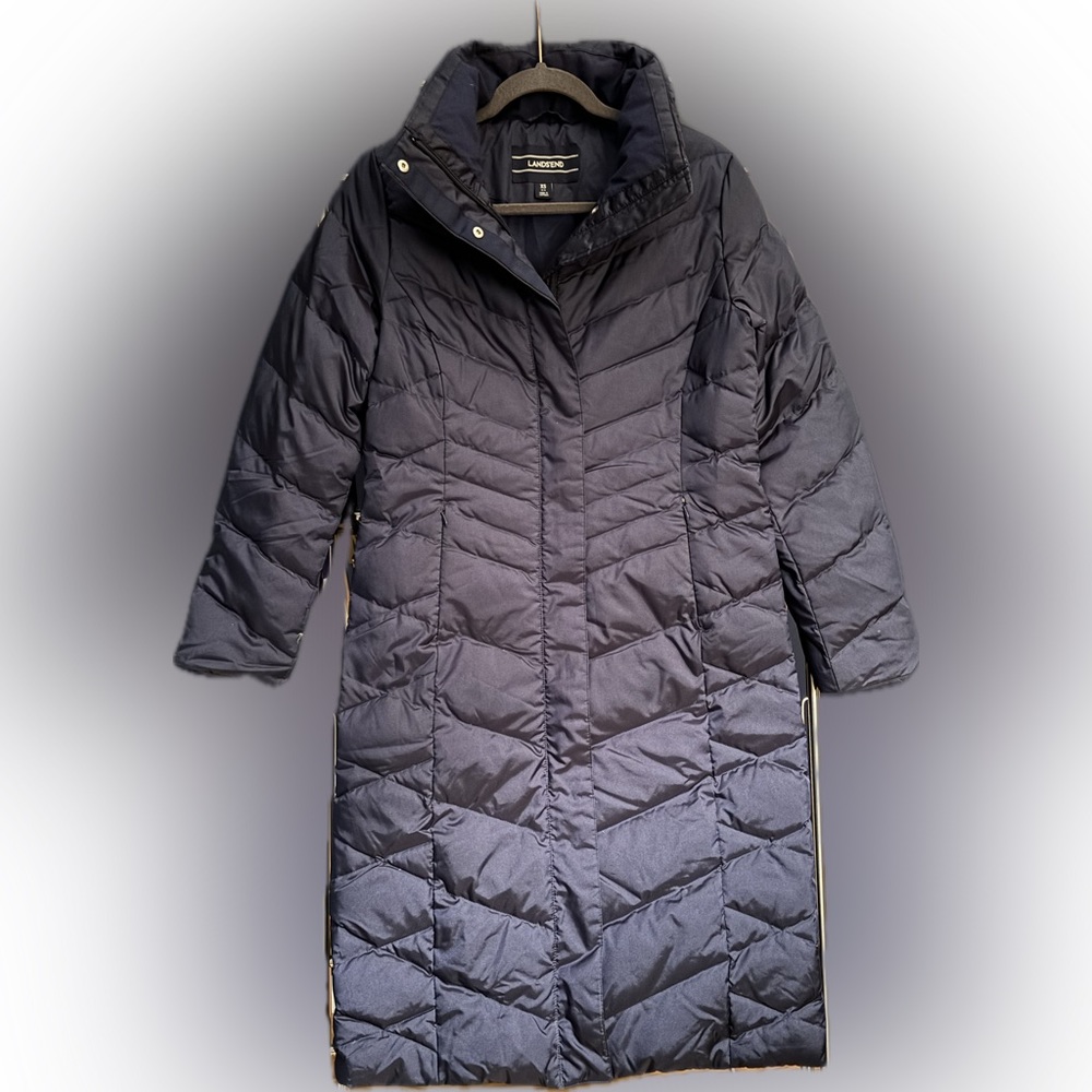 Landsend - Navy Blue Long Down Puffer (XS)